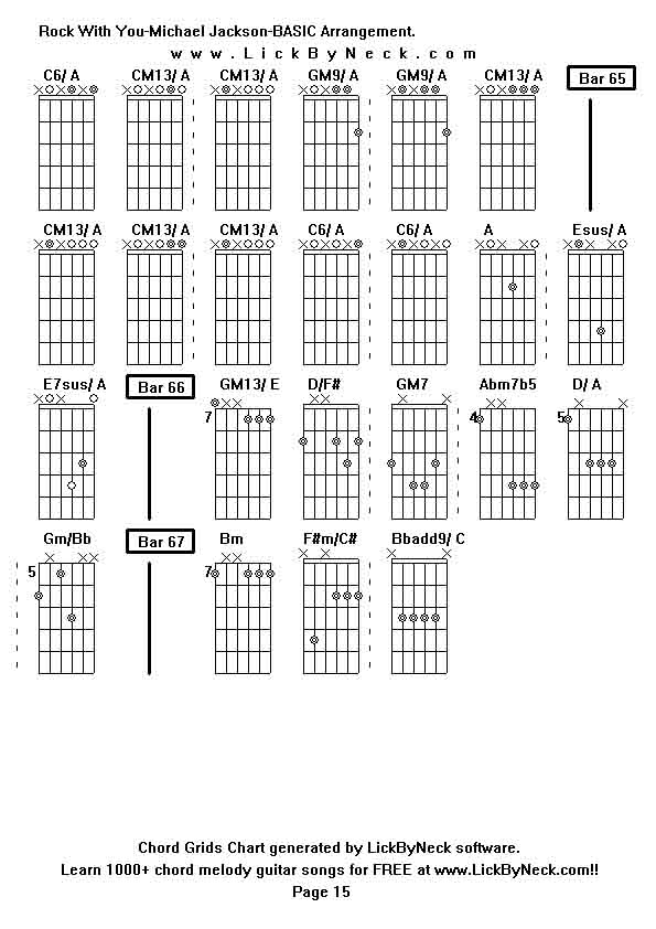 Chord Grids Chart of chord melody fingerstyle guitar song-Rock With You-Michael Jackson-BASIC Arrangement,generated by LickByNeck software.